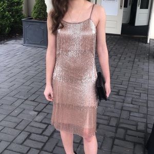 Beaded fringe dress. Party dress. Midi.